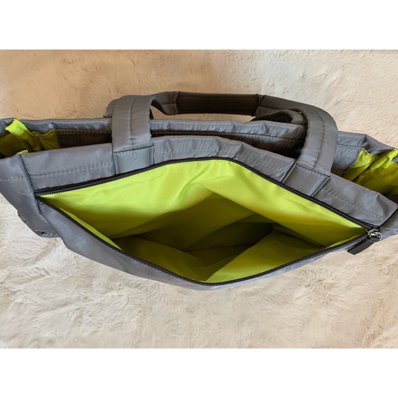 SkipHop, gray and lime green diaper bag EUC - Picture 12 of 16